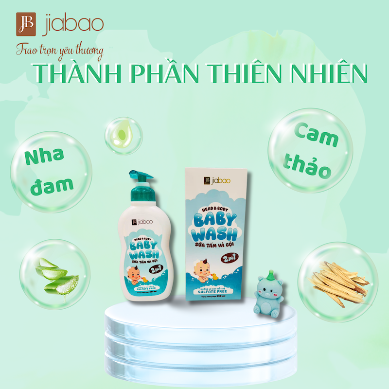 Sữa tắm gội Jiabao – Thành phần thiên nhiên dịu nhẹ cho bé