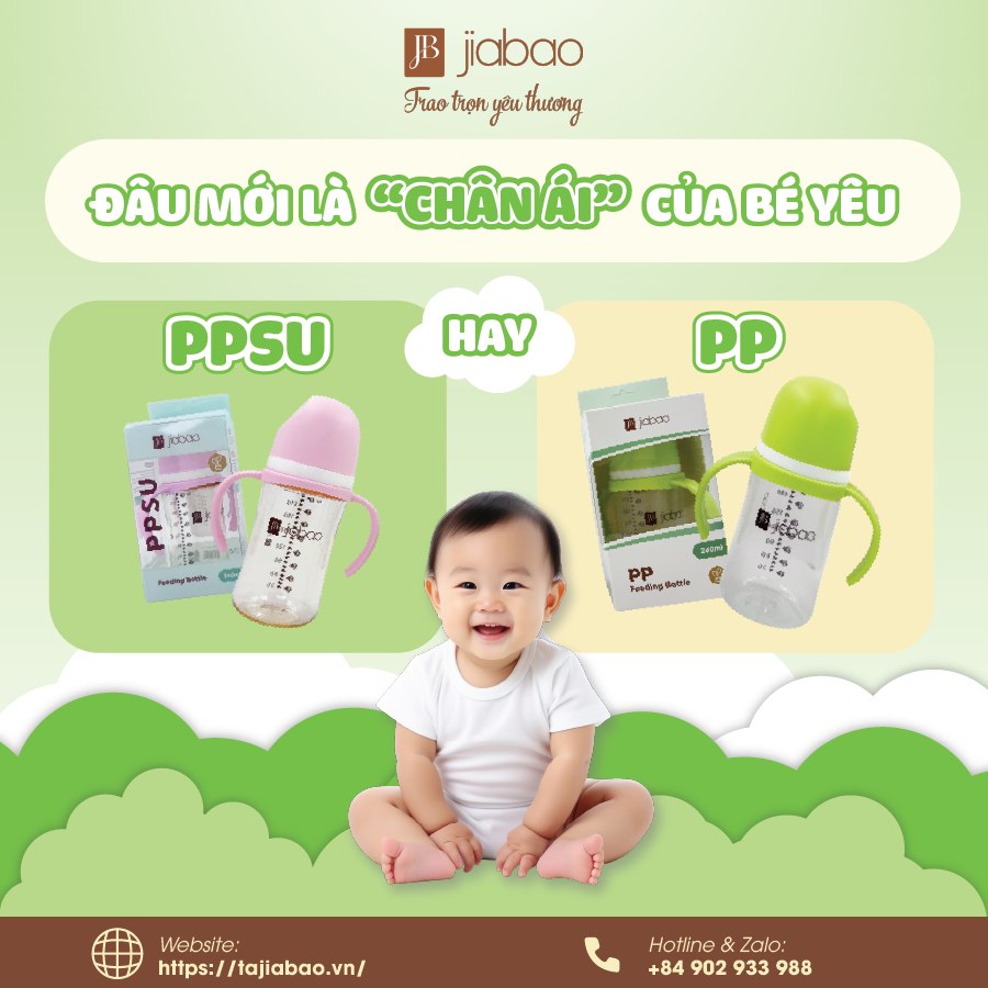 Bình sữa PPSU/PP JIABAO  – An toàn, bền đẹp, chống sặc, chịu nhiệt