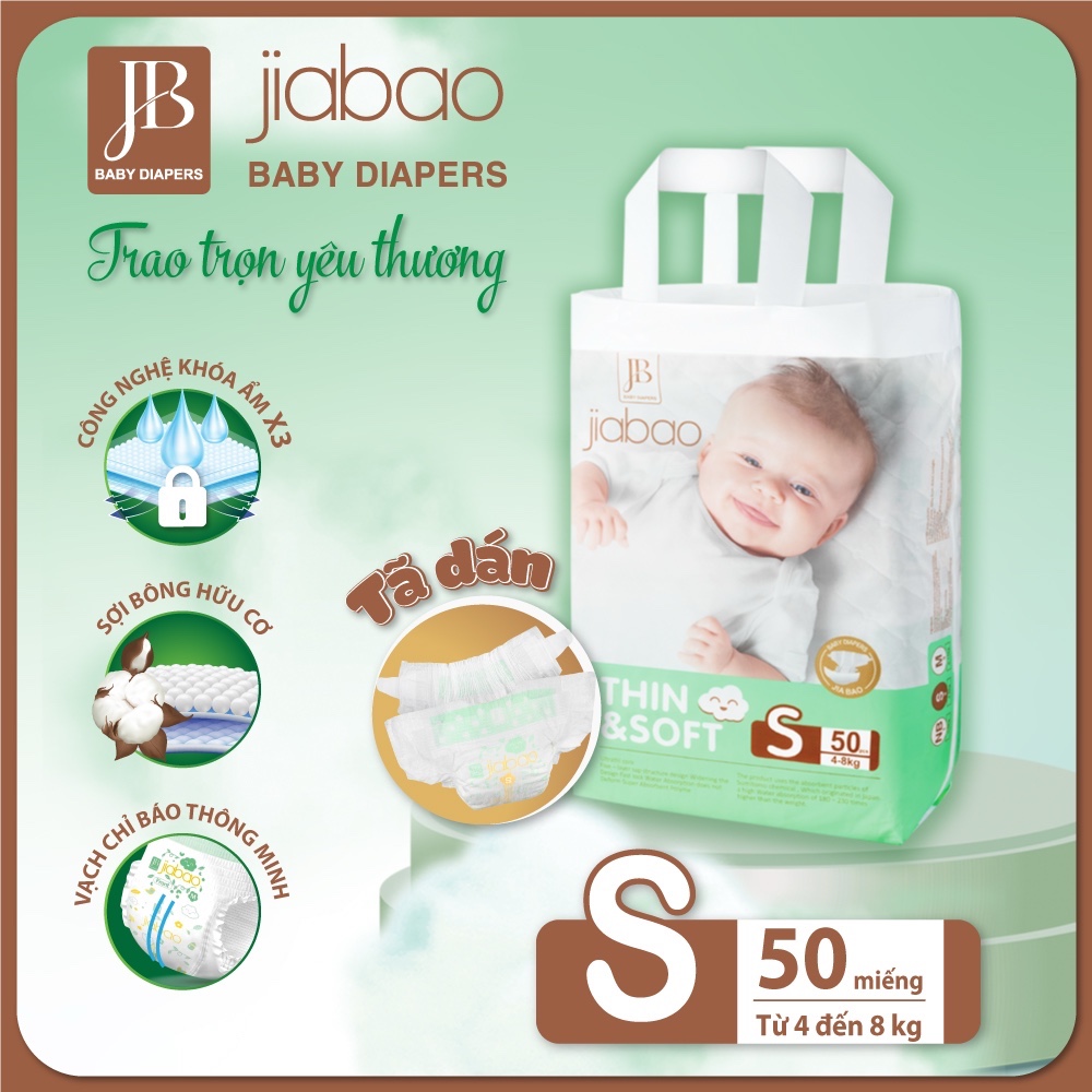 Tã Dán Jiabao Công Nghệ Nhật Bản - Bịch 50 Miếng Size S