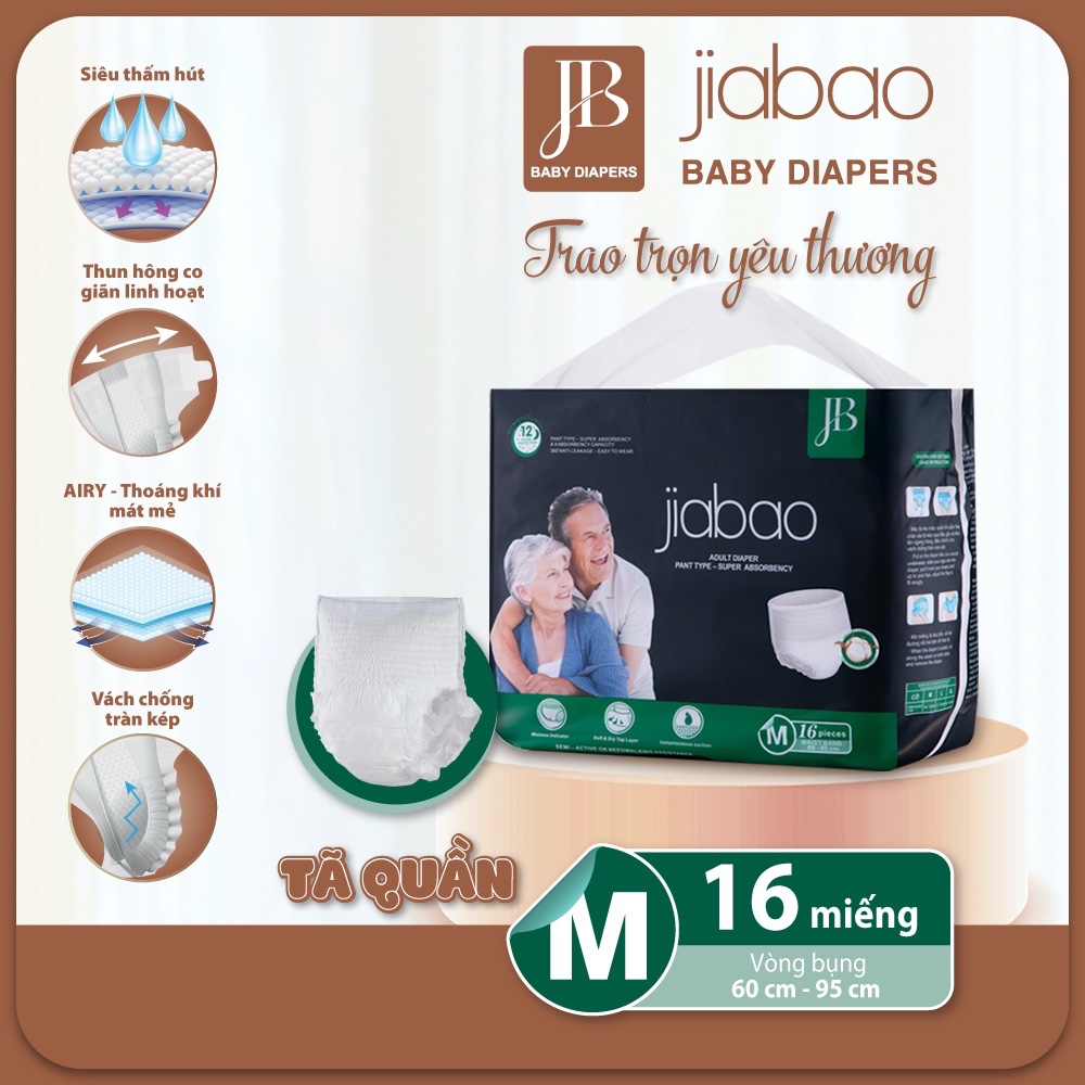 Tã Quần Người Lớn Jiabao Công Nghệ Nhật Bản - Bịch 16 Miếng Size M