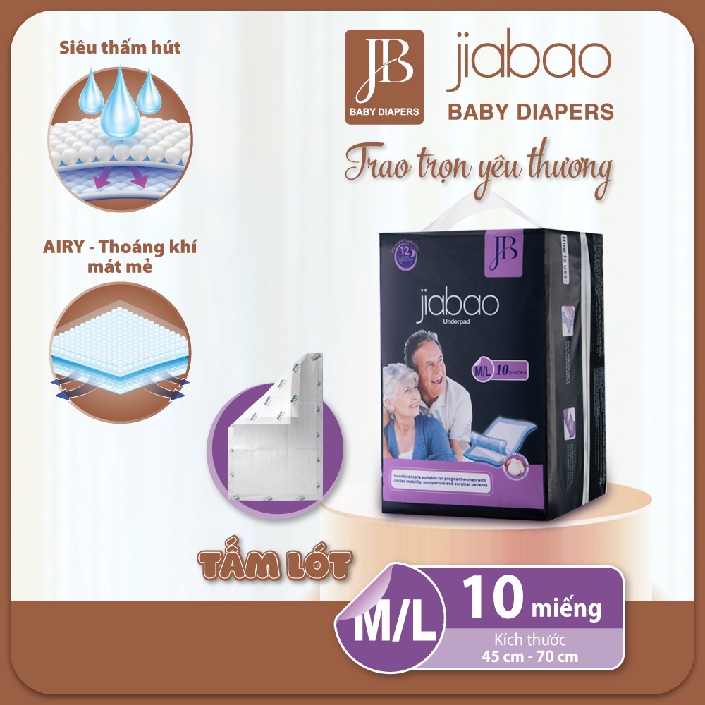 Tấm Lót Người Lớn Jiabao Công Nghệ Nhật Bản - Bịch 10 Miếng Size M/L