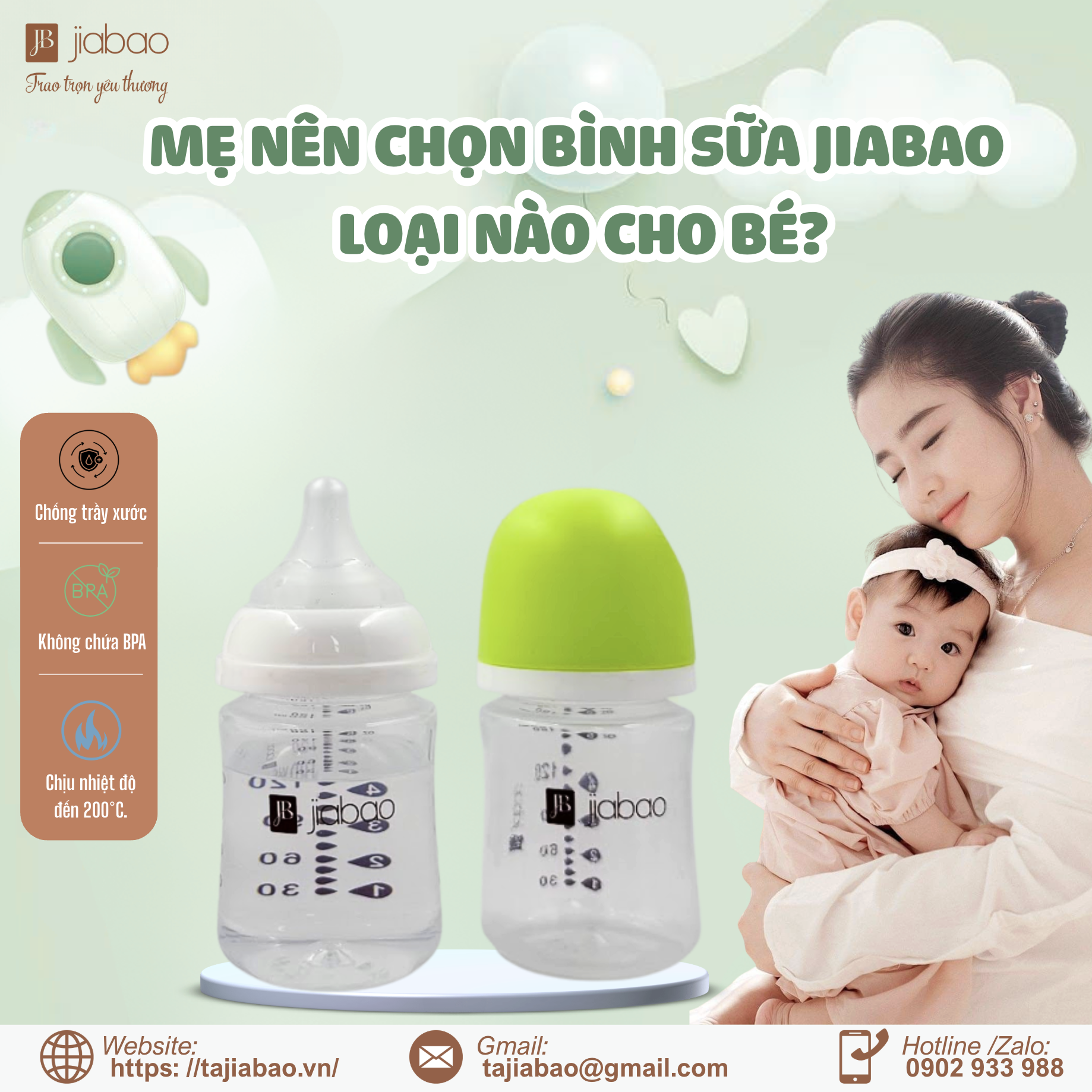 Lựa chọn núm ti Jiabao cho bé